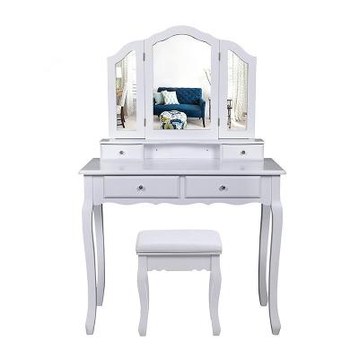 China Foldable Solid Wood Makeup Table Dressing Table With Chair for sale