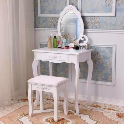 China Foldable Solid Wood Makeup Table Dressing Table With Chair Bedroom Furniture Dresser Home Furniture Wooden Modern for sale