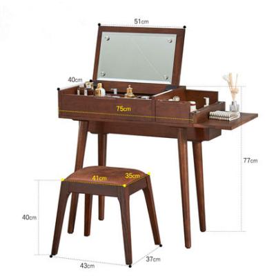 China Foldable Solid Wood Makeup Table Dressing Table With Chair for sale