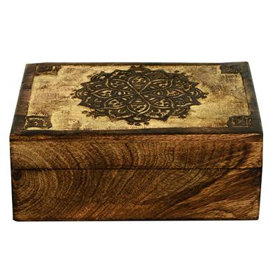 China Recycled Materials Natural Vintage Engraved Rustic Wooden Country Storage Box Gift Box Treasure Jewelry Box for sale