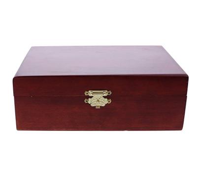 China Minimalist Wooden Red Finish Desktop Storage Box Materials Treasure Reused Wooden Gift Box for sale