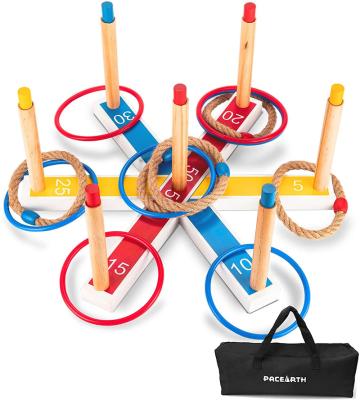 China Wooden Ring Toss Outdoor Game-7 Pegs and Carry Bag Included, Kids Gift for Family and Kids Adults Party for sale