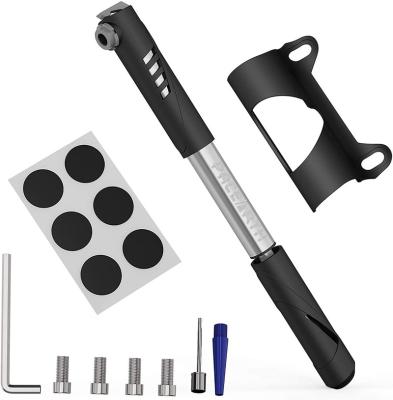 China Detachable finger inserts Mini Bike Pump with Glueless puncture repair kit - Presta and Schrader adjustments for sale