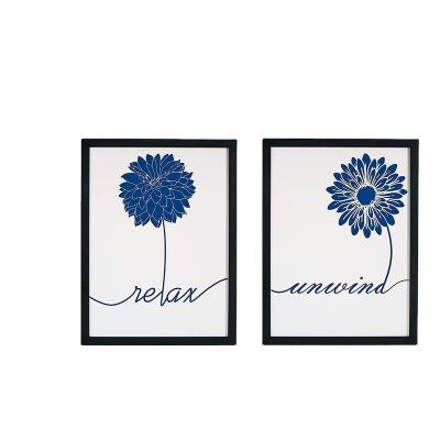 China 12 inch large pot creative breathe flower blue signs poster prints waterproof dye bathroom toilet Nordic decorative painting mural set for sale