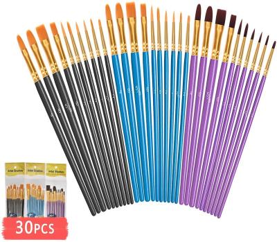 China Wooden Nylon Hair Brush Set Watercolor Paint Brush for Face Nail Body Art Craft for sale