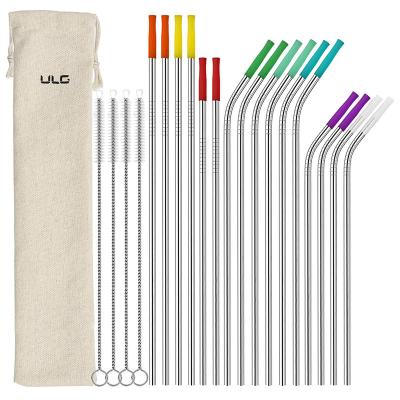 China Reusable Metal Straws 16 Pack Reusable Stainless Steel Straws With Rainbow Multi Colored Drinking Straws for sale