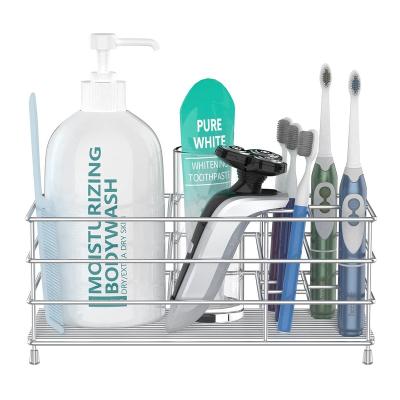 China Durable High Capacity 7 Slots Stainless Steel Toothbrush Holder Rust And Slip Silver Toothbrush Holder for sale