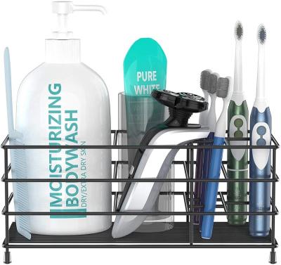 China New Type Sustainable Universal Bathroom Toothbrush Storage Holder Black Wall Mounted Stainless Steel Storage Rack for sale