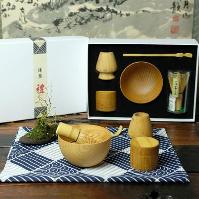 China Chawan Viable Japanese Ceramic Bowl Tea Set Matcha Wooden Matcha Gift Set Rustic Matcha Tea Set for sale