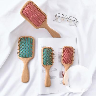 China For Home Use Professional Natural Wood Comb Customized Logo Hair Massage Brush Detangling Wooden Hair Brush for sale