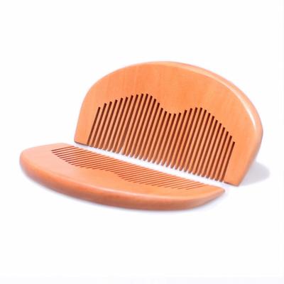 China For Home Use Comb Pocket Natural Peach Beard Wooden Hair Brush Comb For Travel Home Hotel for sale