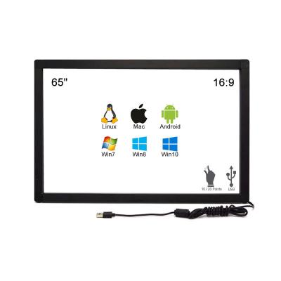 China 65 Inch Indoor Infrared Touch Screen View 20 Point IR Interactive Touch Screen Covered Kit Suitable for Mirror Photobooth for sale