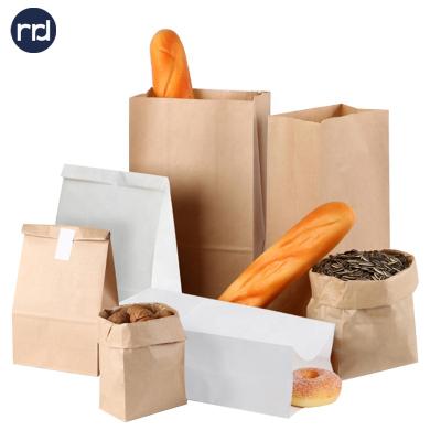 China RRD Recyclable Tea Heat Seal Brown Delivery Food Kraft Carrier Take Away Grocery Packaging Paper Bag for sale