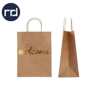 China Recyclable RR Donnelley Brown Paper Bag Gift Bags Recyclable Paper Packaging Bag For Shopping With Handle for sale