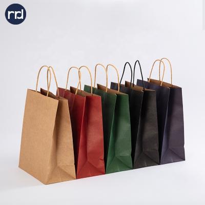 China Recyclable Hot Sale Promotional Recycled Custom Paper Bags RR Donnelley Logo Printed Grocery Packaging Kraft for sale