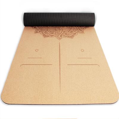 China High Quality Logo Design Organic Non-slip Natural Rubber Cork Strip Yoga Mat Customized By Natural 183*61*6mm Sale for sale