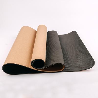 China High Quality Logo Design Organic Non-slip Natural Rubber Cork Strip Yoga Mat Customized By Natural 183*61*6mm Sale for sale