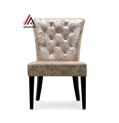 China XINMOLL Durable Dining Chair Back Ice Velvet Fabric High Upholstered Studded Seat For Kitchen Restaurant Bedroom Living Room, Beige for sale