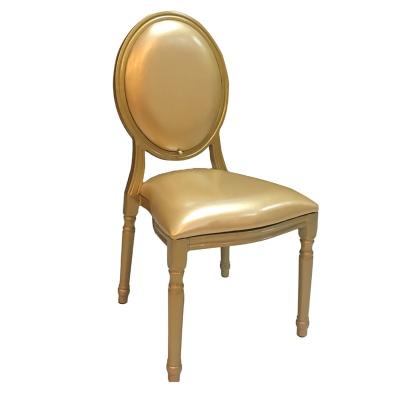 China XINMOLL Durable Wholesale Price Chairs With Round Leather Back Metal With Gold Faux Wood Cover Louis Dining Chairs for sale