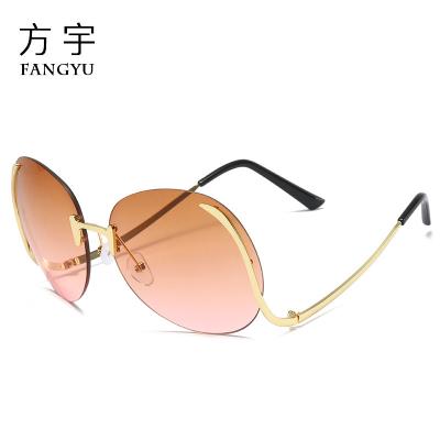 China 2021Color Rimless Sunglasses Personality Sunshade Sun Glasses Gold Frame Rimless Sunglasses for sale