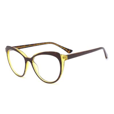 China Other Wholesale 2038 Women Blue Light Anti Glare Blocking Acetate Metal Cat Eye Glasses Computer Optical Frames for sale