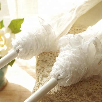 China New Modern Crystal Automatic Handle Lace LS Umbrella Wedding Decoration White Transparent Clear Umbrella for sale