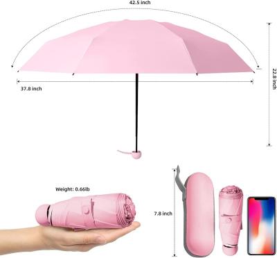 China LS Trenovo Modern Warm Travel Umbrella - Mini Folding Compact Umbrella with Case, 8 Rib Lightweight Portable Umbrella, Small Sun and Rain for sale