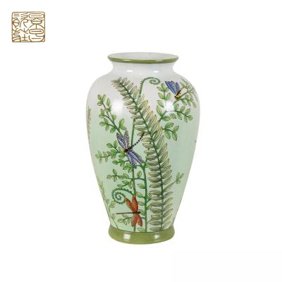 China Retro Traditional Desk Vase Decorated Tall Ceramic Floor Vase for sale