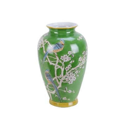 China Traditional Chinese Green Pattern Porcelain Ceramic Vase for sale