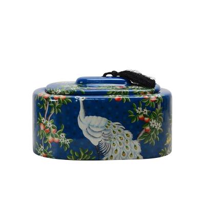 China Peacock Hand Pattern Traditional or Modern Chinese Printing Porcelain Retro Ceramic Storage Box for sale