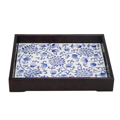 China Traditional Or Modern Chinese Superior Hotel Decorations Retro Ceramic Wood Tray for sale