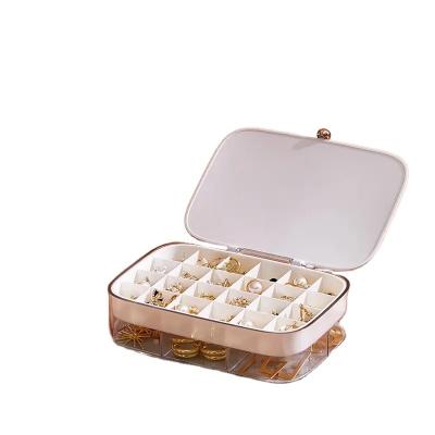 China Custom Eco-friendly Multi-Layer Organizer Cosmetic Jewelry Box Jewelry Storage Box Logo Necklace Earring Rings Plastic for sale