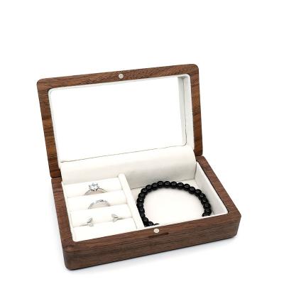 China Wholesale Black Smart Bracelet Necklace Jewelry Box Solid Wood Walnut Walnut Storage Box Portable Jewelry Box Earrings for sale