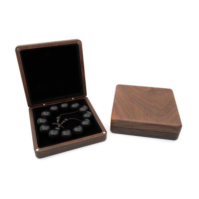 China Portable Solid Wood Box Wood Flannel Nut Box Bracelet Necklace Trinket Organizer Striping Jewelry Packaging Box for sale