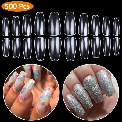 China Design Amazon Best Selling Brand BTArtbox Acrylic Nails Short Coffin Shaped Nail Tips 500 Pcs Ballerina False Nails, 10 Sizes With Bag for sale