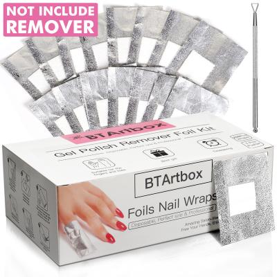 China Gel Nail Polish Remover, 200 Pcs Nail Foil Wraps Soak Off Box 1.23*1.23 Inch 1 Pcs Cuticle Pusher Gel Remover for sale