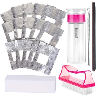 China The Gel Nail Polish Remover Kit with 100pcs Nail Polish Remover Foils, Nail File, Nail Buffer ECG-XJGJ-01 for sale