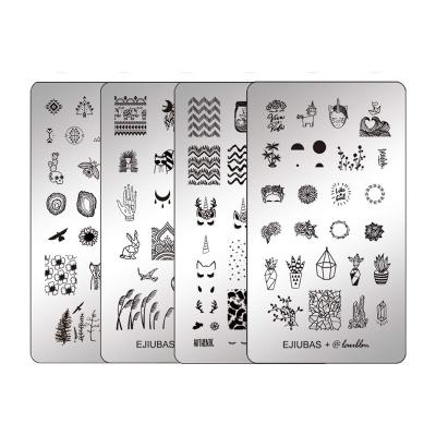 China Metal Ejiubas Stamping Plates Double Sided Nail Stamp Plates Nail Art Stamping Kits Image Plates for Nails Design Laublm for sale