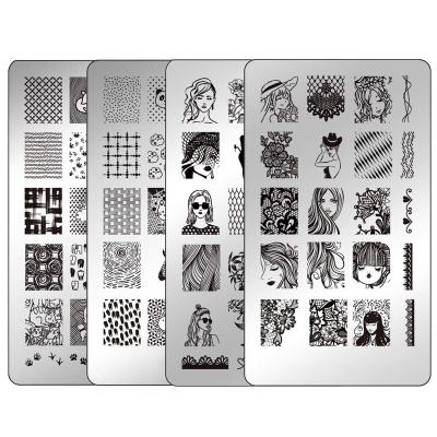 China Metal Ejiubas Nail Stamping Plates Set Double Sided Nail Art Stamping Kits Girls Pets Picture Plates EJB-X10 X16 for sale