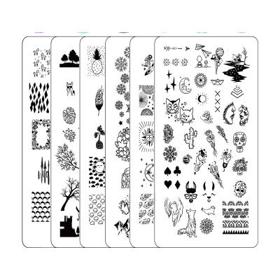 China Metal Ejiubas Double Side Nail Art Stamping Plates Set 3Pcs Stamp Templates Nail Art Design Laublm 2 for sale