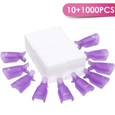 China Nail Polish Remover Clip 10Pcs Soak Off Nail Gel Polish Remover Clip Caps 1000 Pcs Lint Free Nail Wipes Cotton Pads LBG-XJMJ-01A for sale