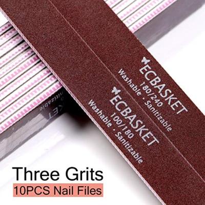 China Finger Nail Files for Acrylic Nails - Double Sided Nail File for Natural Nails Acrylic Nails 100 180 240 Grit Washable for sale