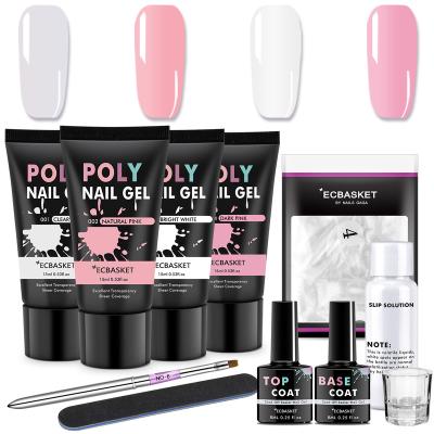 China Professional poly gel nail kit poly builder for nail extension with 4 colors -15ml *4 poly nail gel kit for sale