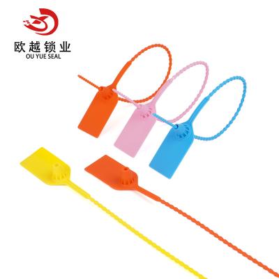 China OYPS111 fixed length pull tight to seal customs plastic logistics transportation plastic seal 400mm for sale