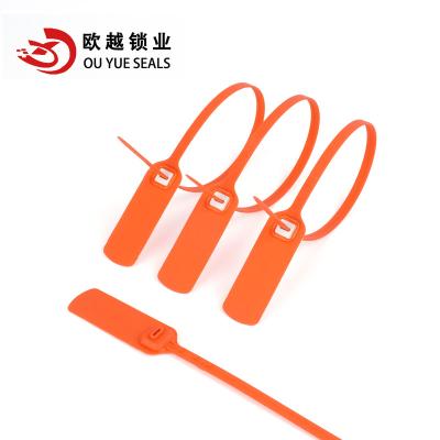 China Logistics Transports Shoes Clothing OYPS113 To Pull Barcode Tight Plastic Number Seal Tape High Security Plastic Seal for sale