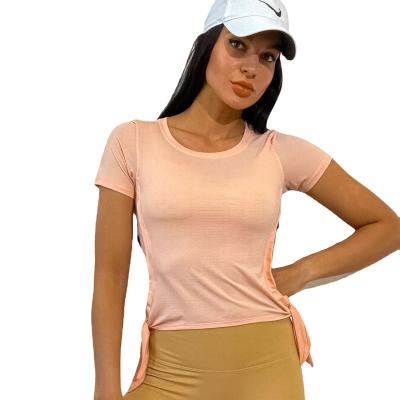 China BreathableTT Nylon Yoga Suit Double Side Tied Comfortable Slimming Casual Short Top - QUICK DRY Women's Yoga Shirt Clothes Women for sale