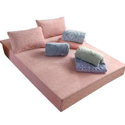 China Mattress Cover Supplier Whole Package Cut Out Milk Fleece Bedspread Not Short Bed All-Wrapped Bedspread Pillowcase Three-Piece Set for sale