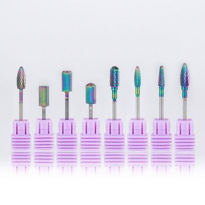 China Burr Bits For Manicure Nail Rainbow Tungsten Carbide Nail Drill Bit Convenient Cuticle Cutter Clean Drill Accessories Gel Removal for sale