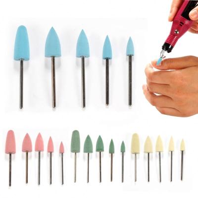 China Convenient Silicone Manicure Nail Drill Bit Round Polishing Grinder Nail Art Smoothing Polisher Buffer Tools Sharp Head Cutter for sale