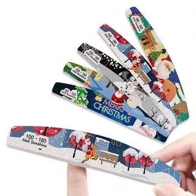 China Beauty nail salon 2021 new design christmas day nail files 120/150/240 100/180 nail file custom logo for sale